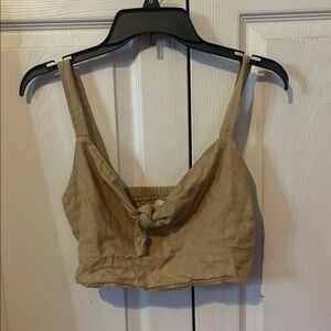 Women's Tan Knotted Crop Top